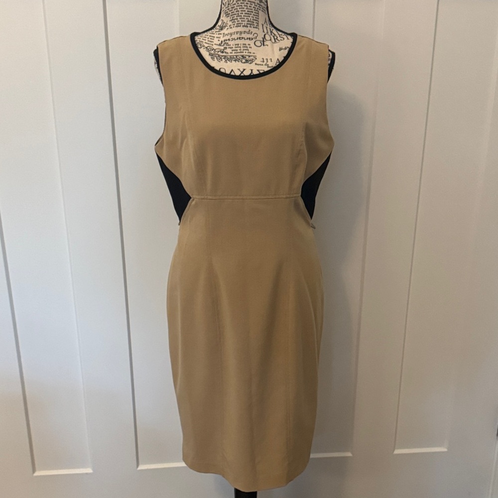 Calvin Klein Beige and Black Midi Dress